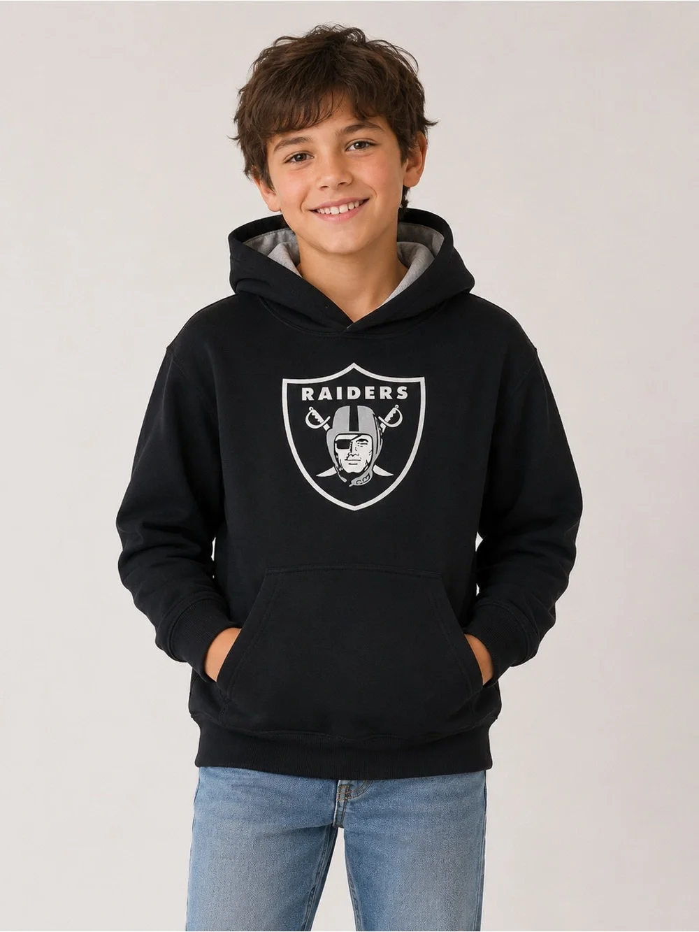 Team Apparel Youth Large Oakland Raiders NFL Hooded Sweatshirt Football Cozy
